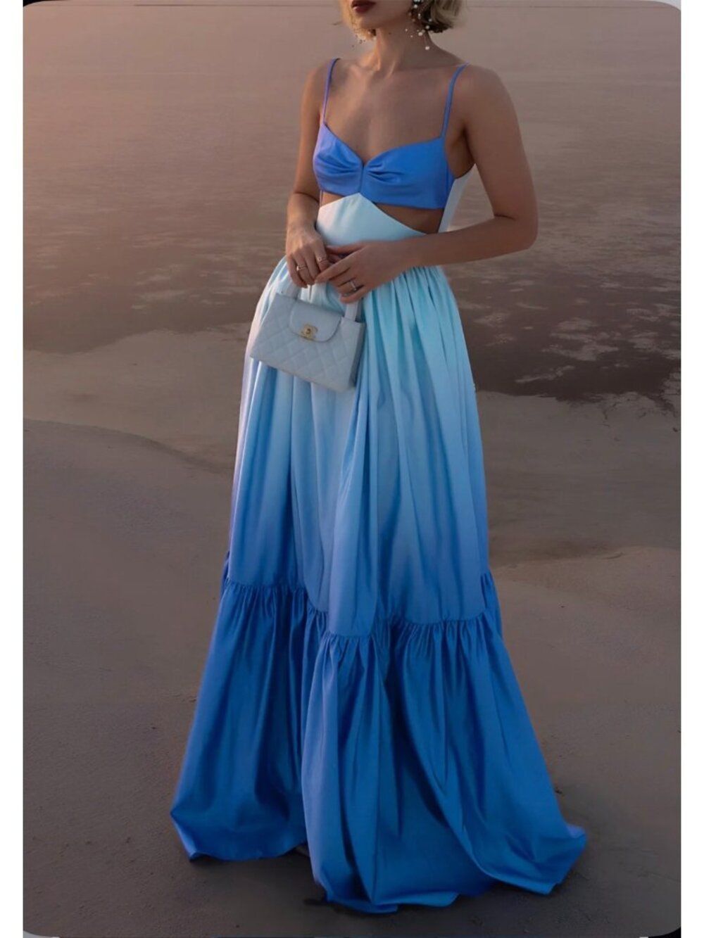 Commense Women’s Ombre Backless Cutout Maxi Dress Size S